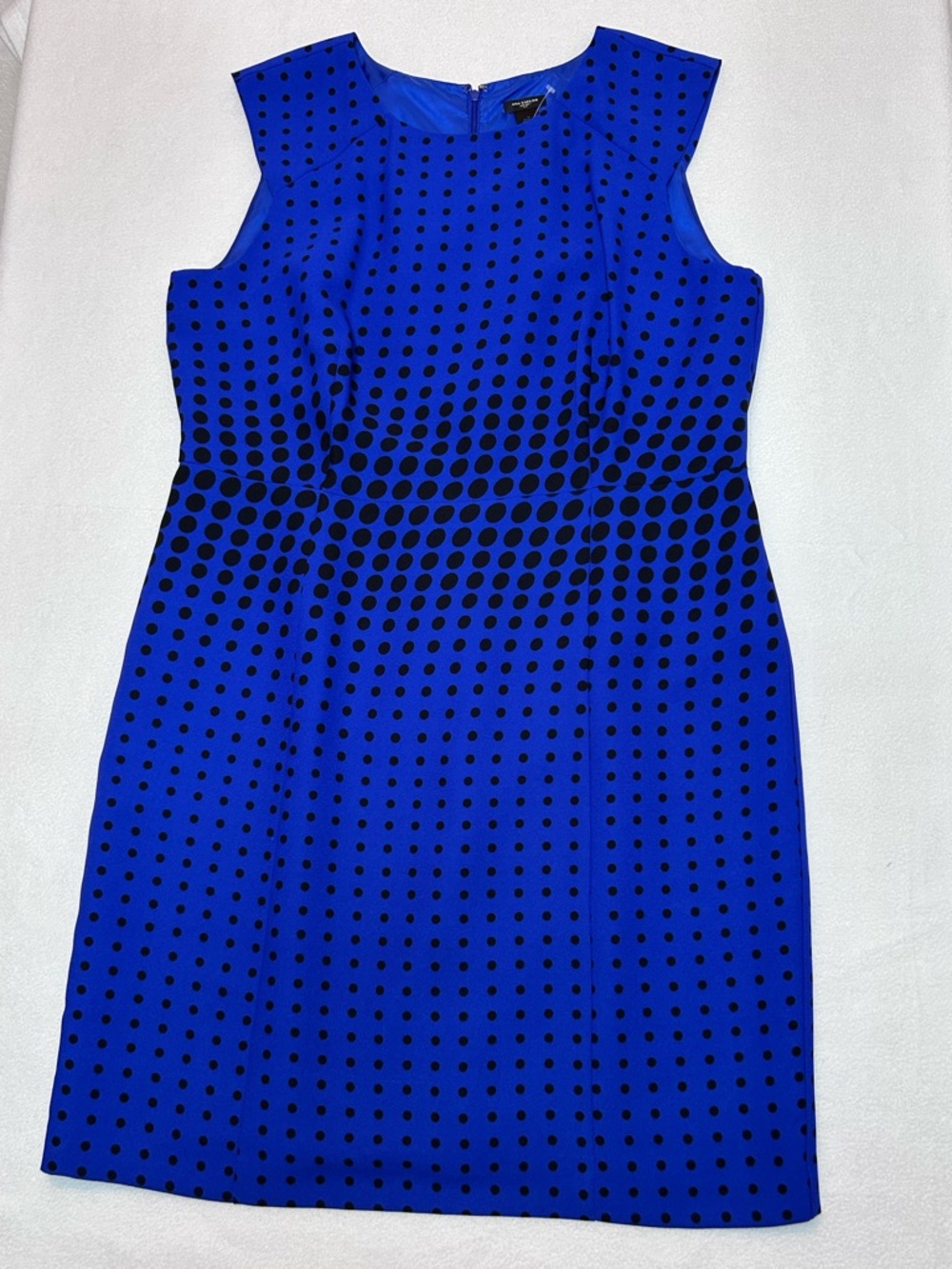 Ann Taylor Blue Polka Dot Sheath Dress Size 18 Lined Career Office